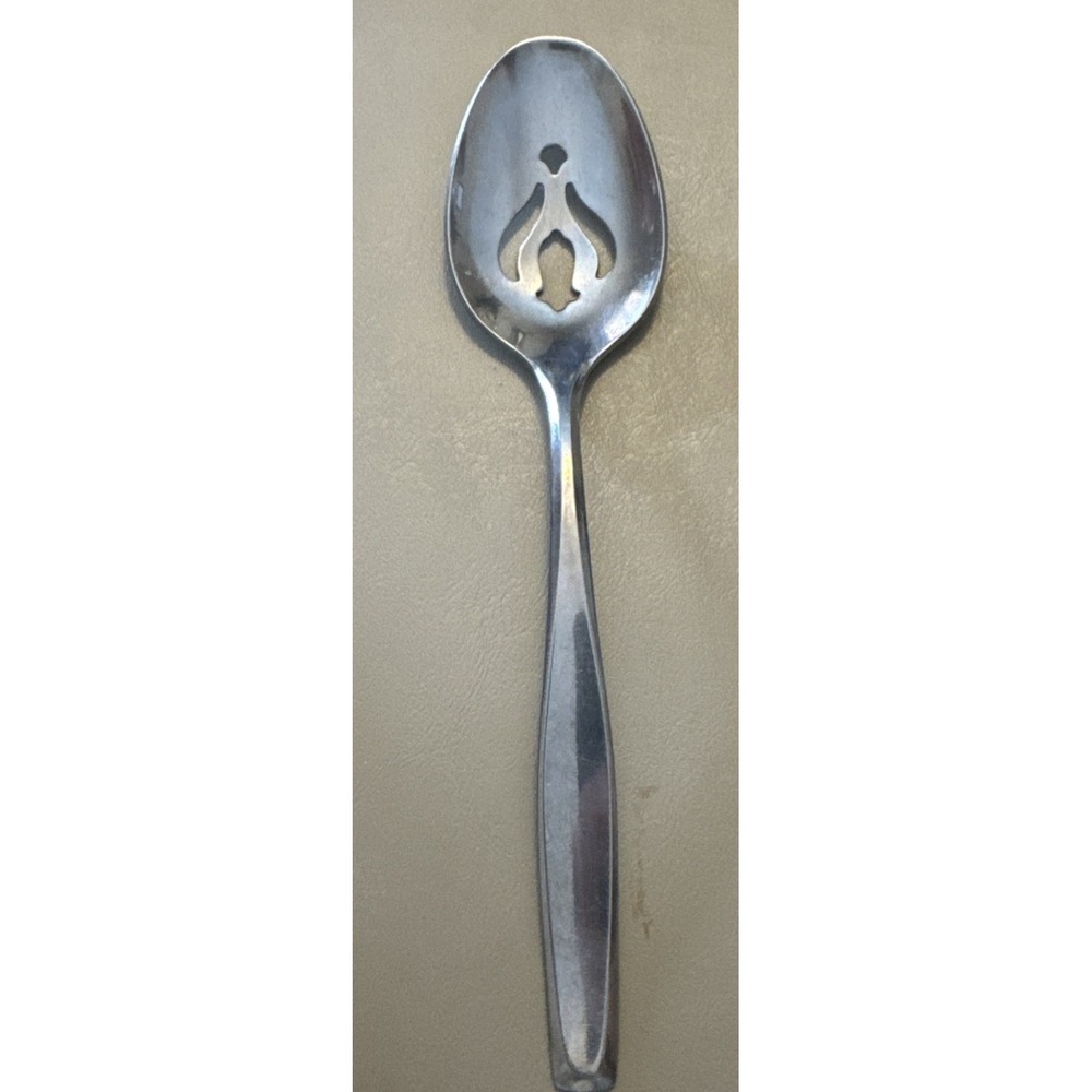 International Silver American Charm Pierced Slotted Serving Spoon Stainless IS